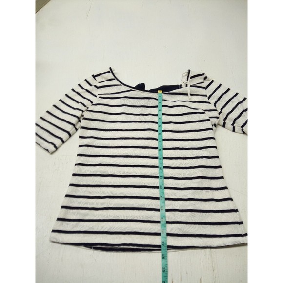 Vtg Deb Black Stripes White Shirt w Bow Tie Collar Size Small Made In USA - Picture 2 of 5